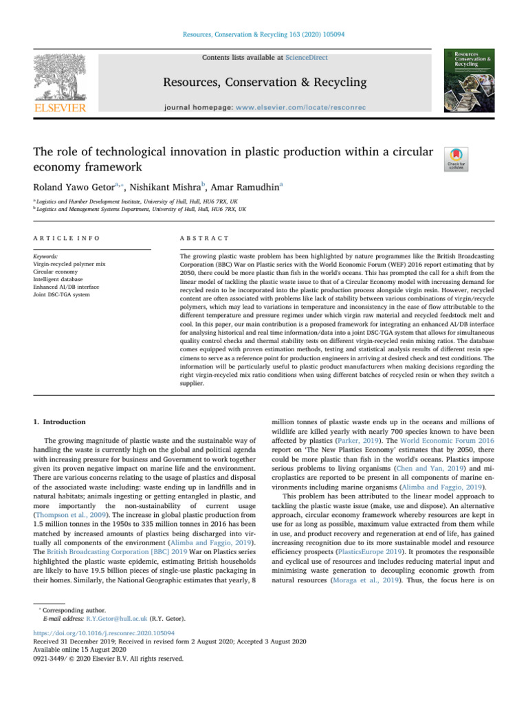 Technological Innovation in Plastic Recycling | PDF | Differential ...