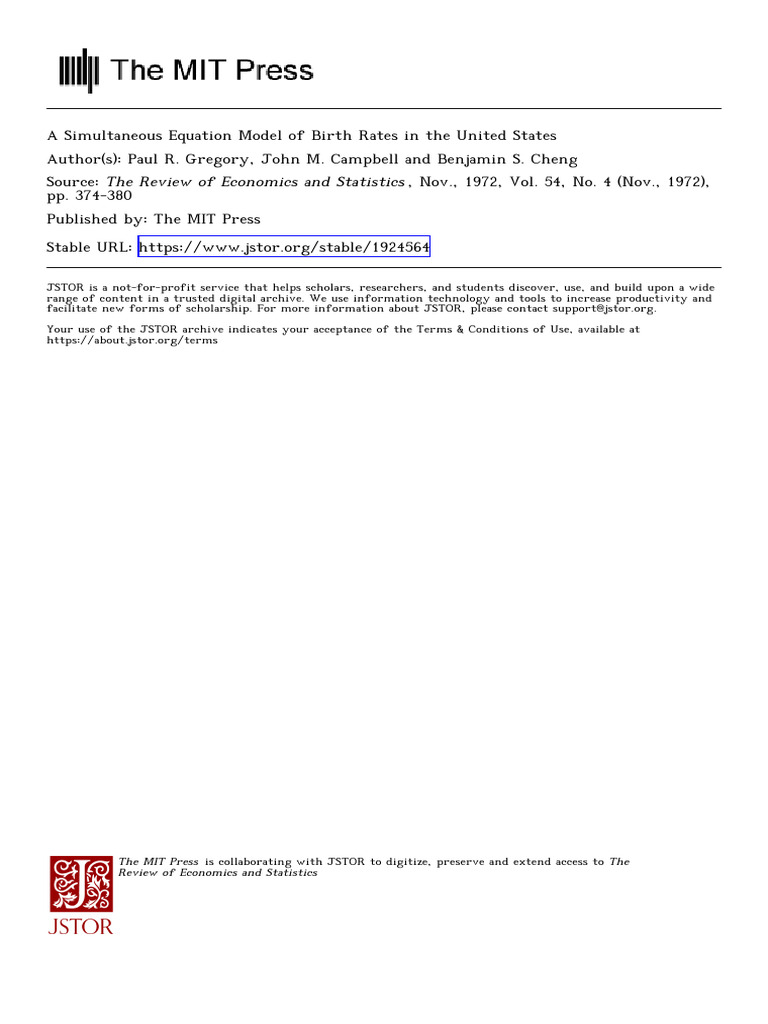 Gregory SimultaneousEquationModel 1972 | PDF | Labour Economics ...