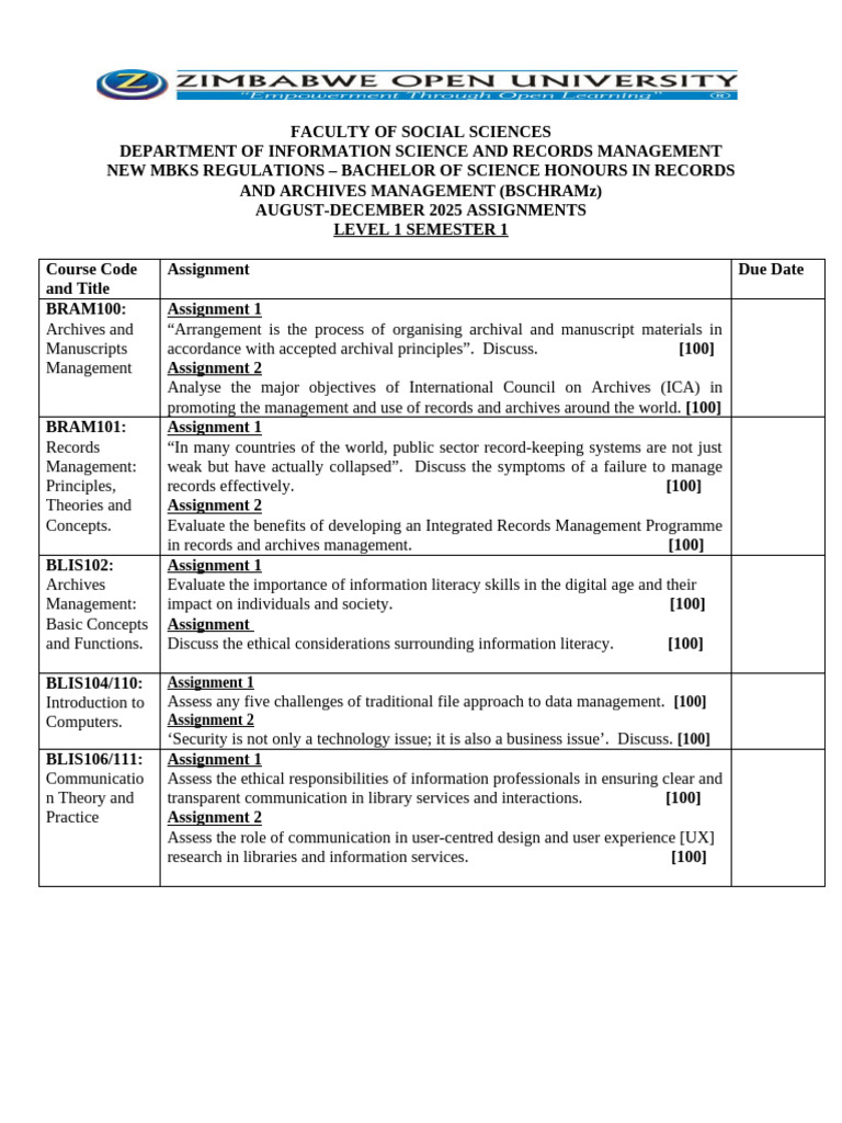 Assignments Bram Level 1 Semester 1 | PDF | Archive | Information
