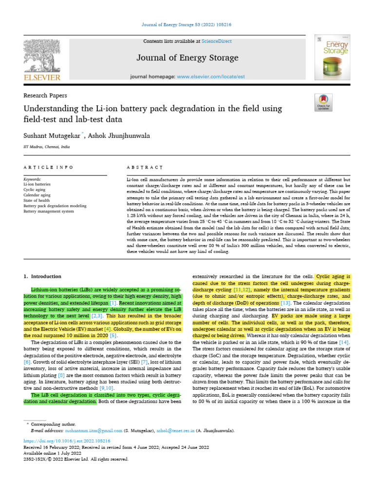 Li-Ion Battery Pack Degradation Analysis | PDF | Lithium Ion Battery ...