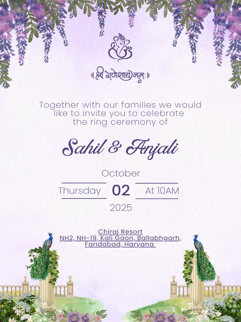 Sahil & Anjali's Ring Ceremony Invitation | PDF
