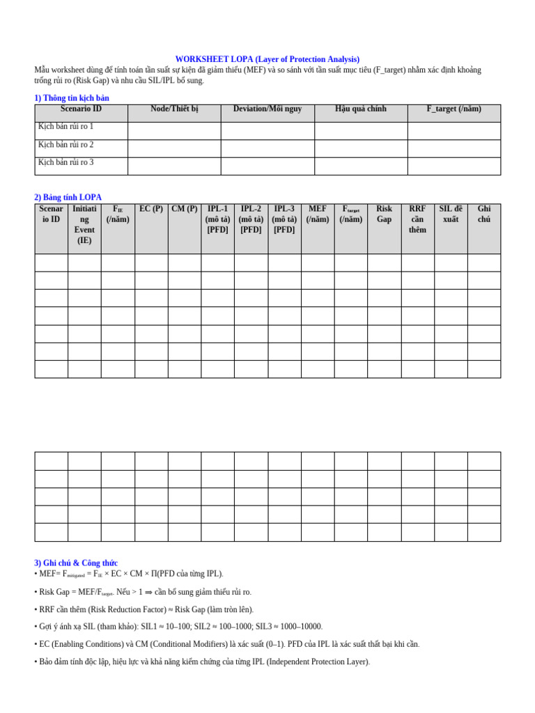 4.2.-Worksheet LOPA Template | PDF