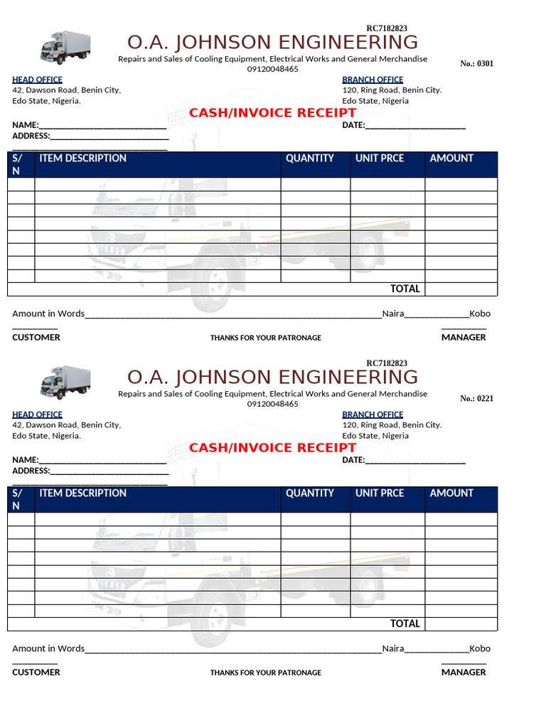 Invoice Receipt for Cooling Equipment Sales | PDF | Receipt | Supply ...