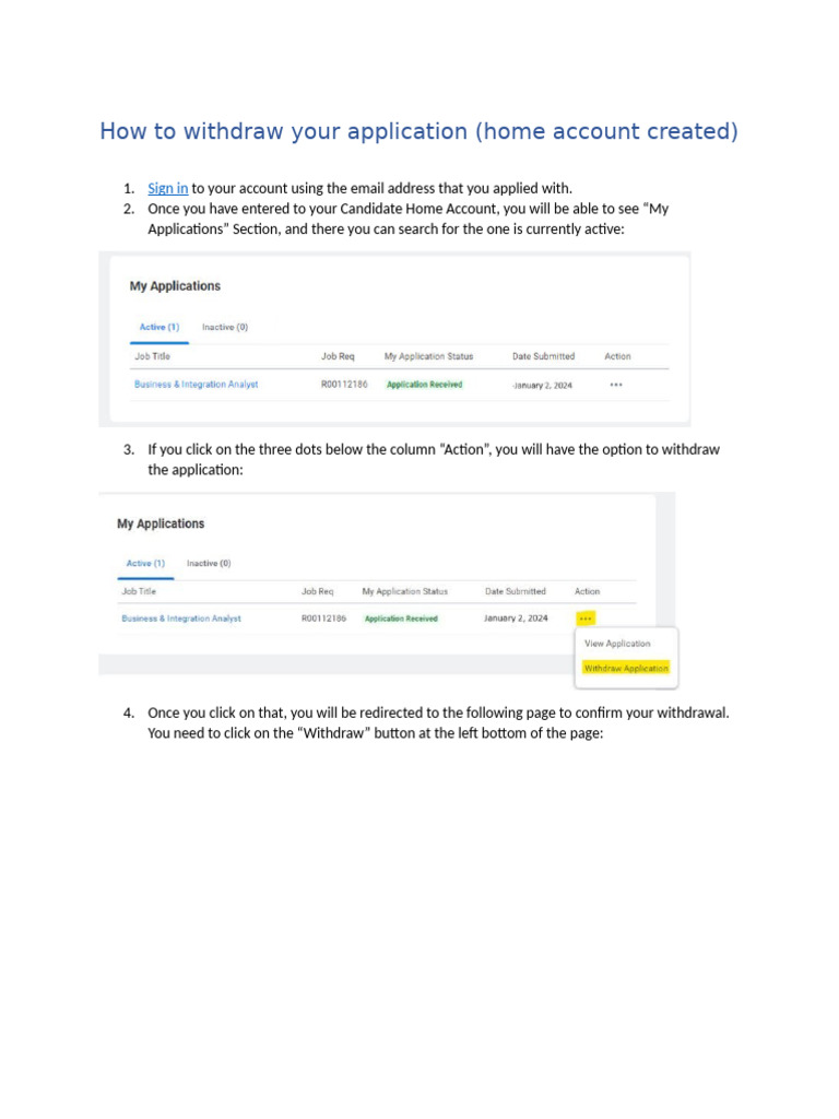 How To Withdraw Your Application (Home Account Created) | PDF