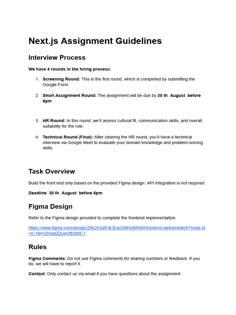 Next.js Frontend Assignment Guidelines | PDF | Computing