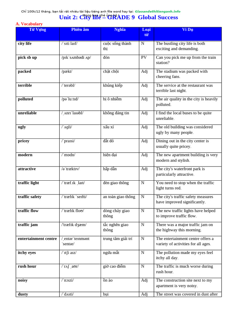 City Life Vocabulary and Grammar Guide | PDF | Cost Of Living | Waste