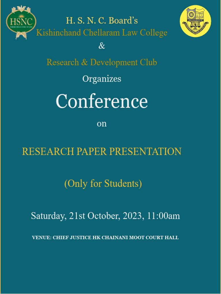 Conference On RESEARCH PAPER PRESENTATION by Stundents (KCLC) - 2023 | PDF