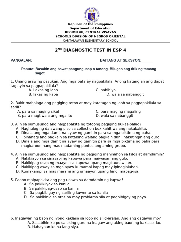 Diagnostic - ESP 4 | PDF