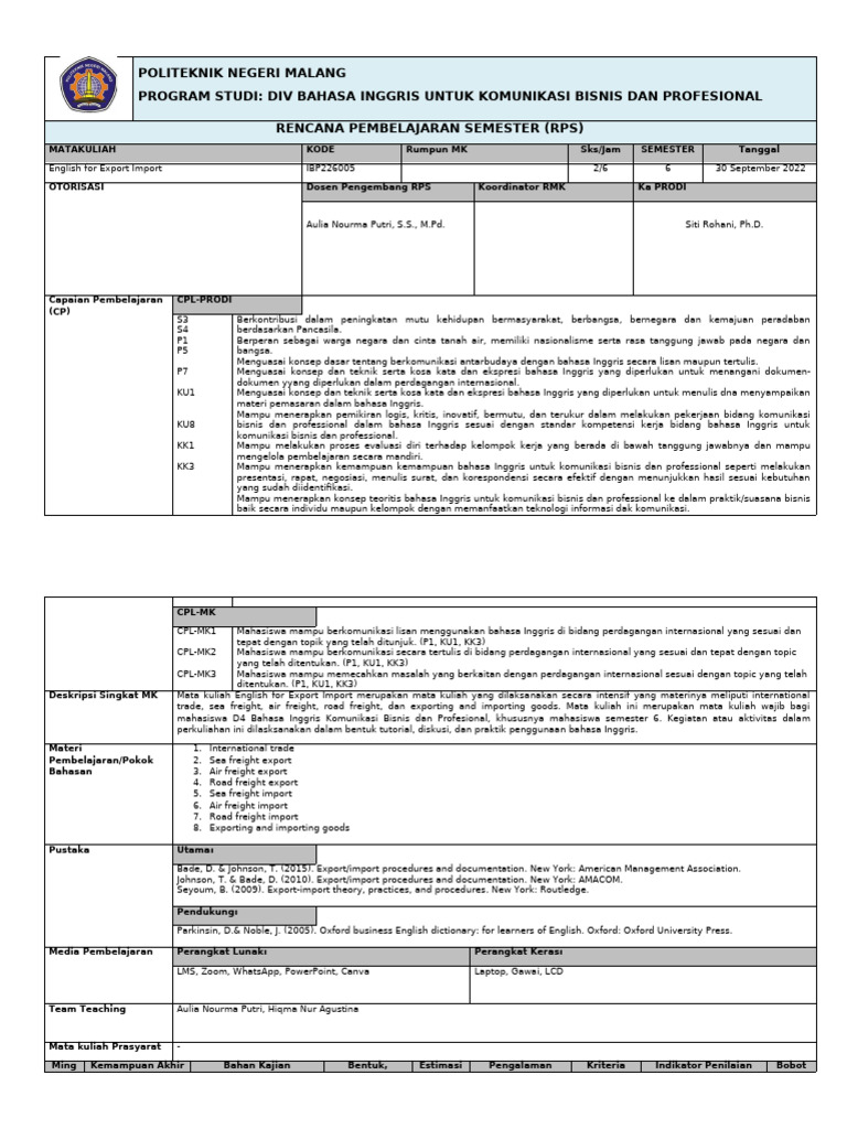 RPS - English For Export Import | PDF