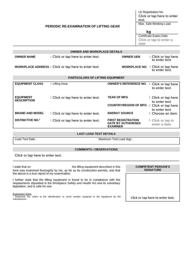 Lifting Gear Re-Examination Report | PDF