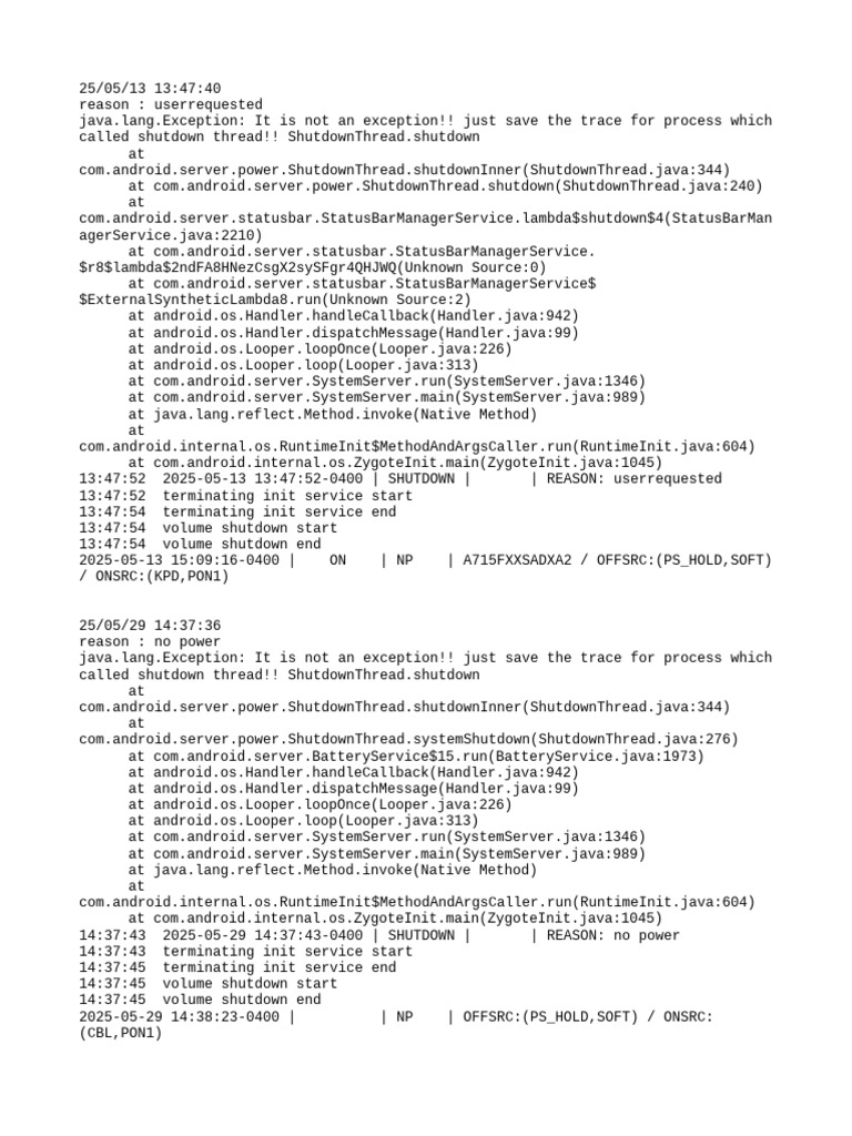 Android Shutdown Reasons Log Analysis | PDF | Embedded Linux ...