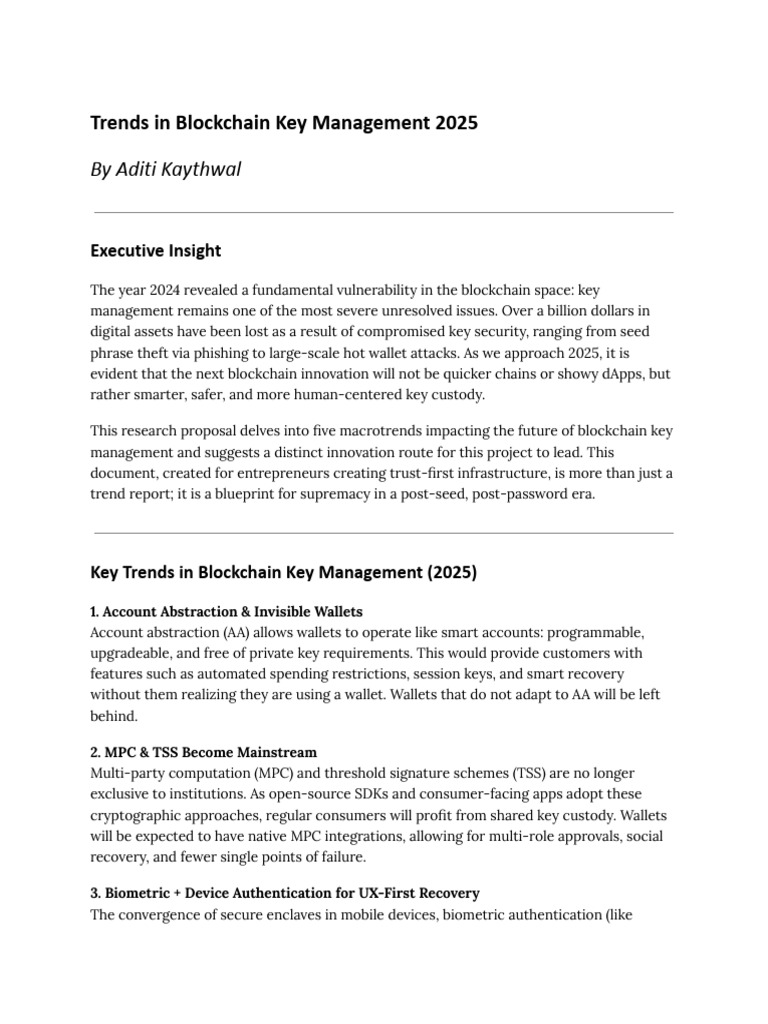 Trends in Blockchain Key Management 2025 | PDF | Cyberspace ...