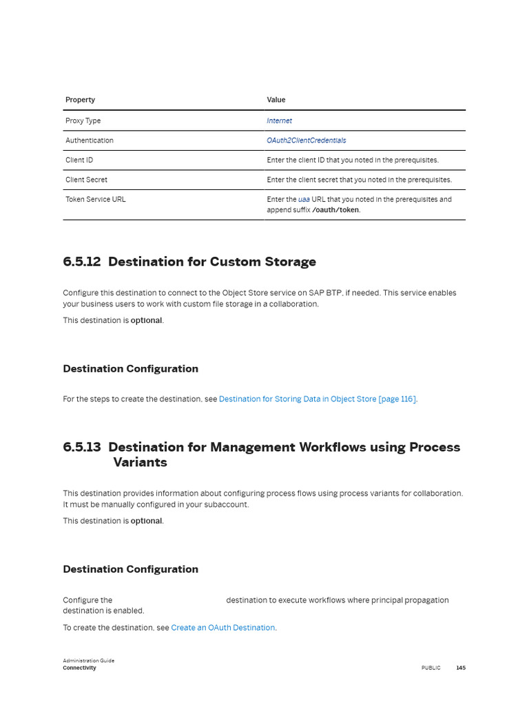 Configuring OAuth Destinations in SAP BTP | PDF