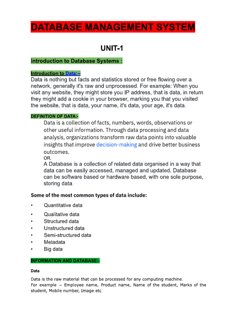 DBMS 1 | PDF