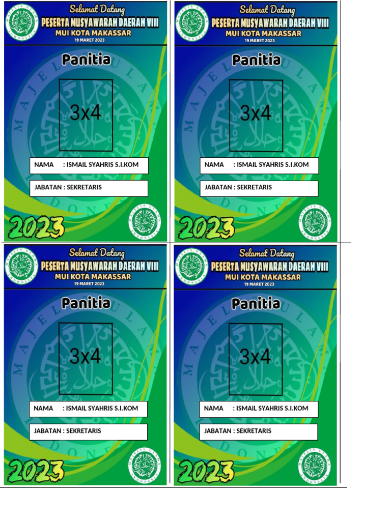 Id Card Panitia Musda Mui 2023 | PDF