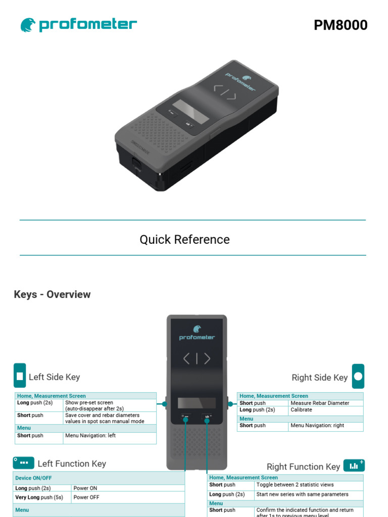 PM8000 Pro Rebar Locator Guide | PDF | Menu (Computing) | Measurement