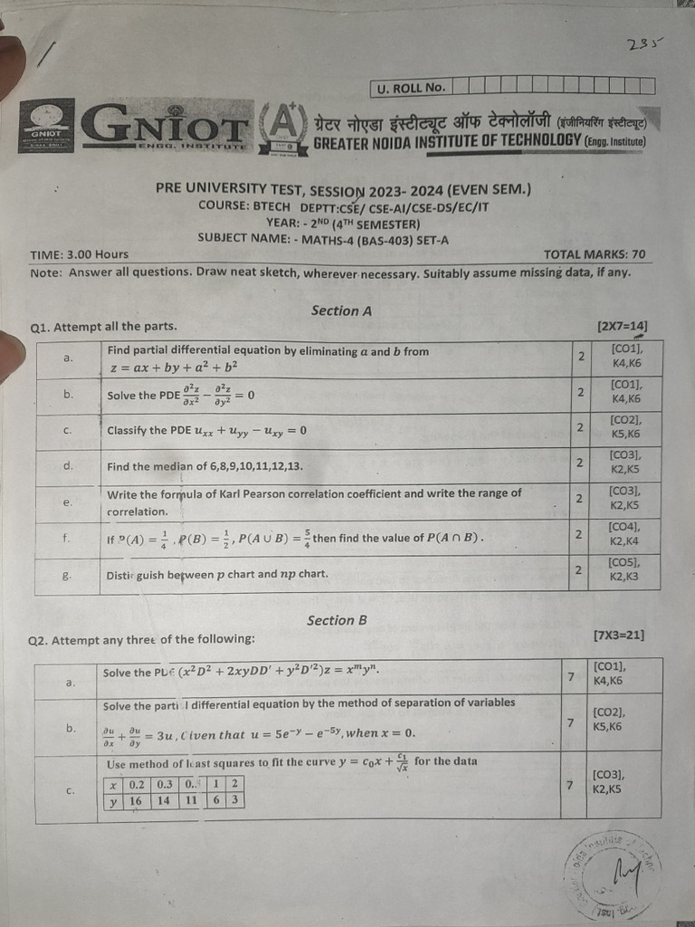 PUT Sem 4 2023-24 | PDF