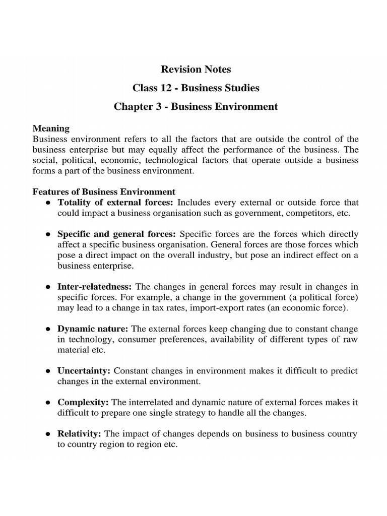 Business Environment Class 12 Notes CBSE Business Studies Chapter 3 ...