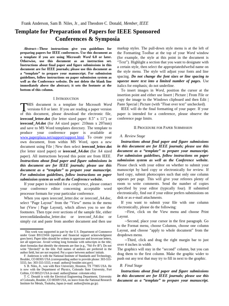 IEEE Conference Paper Preparation Guide | PDF | Microsoft Word | Bracket