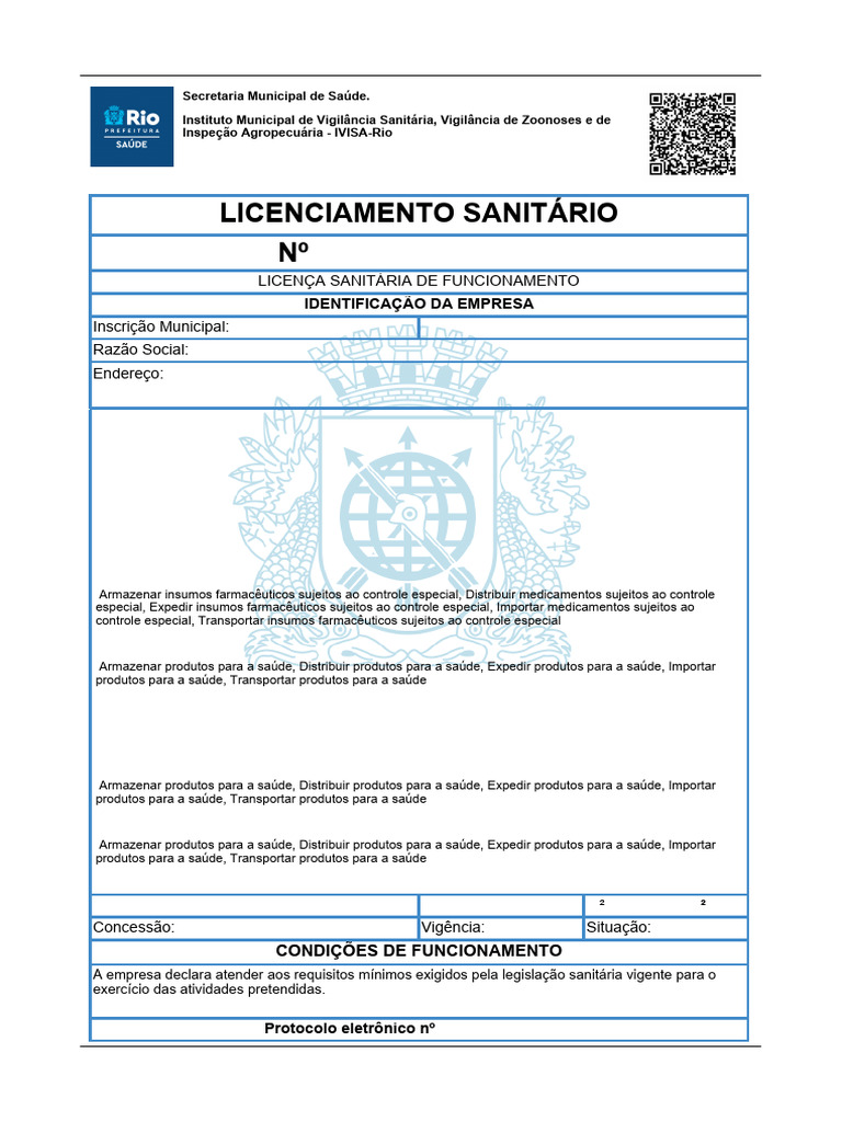 Licença Sanitária R2S Med Distribuidora | PDF