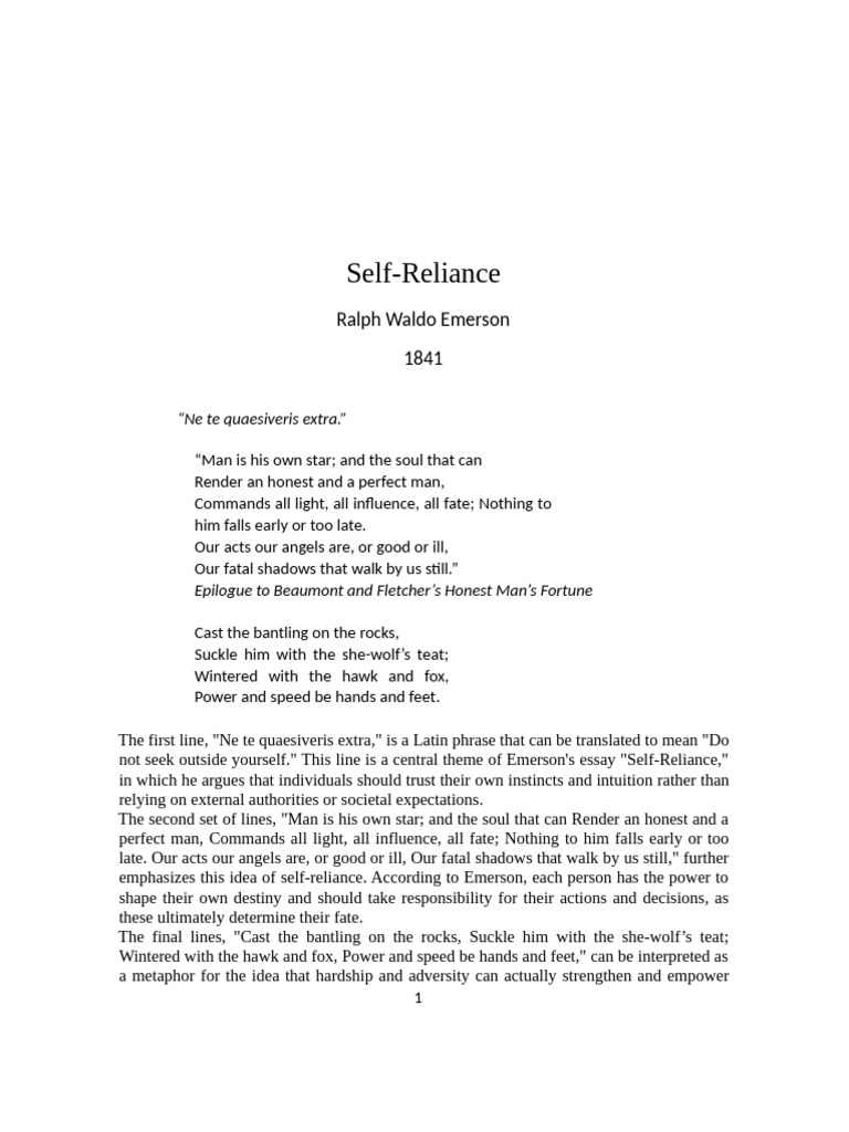 Embracing Self-Reliance and Individualism | PDF | Thought | Soul