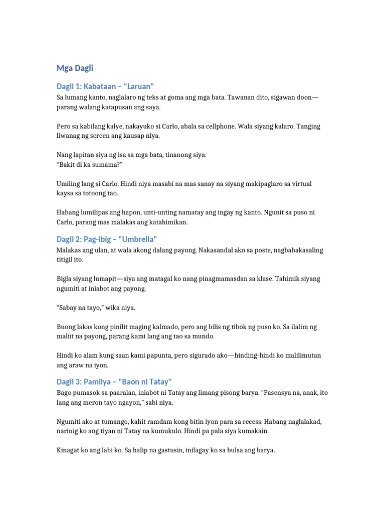 Mga Dagli | PDF