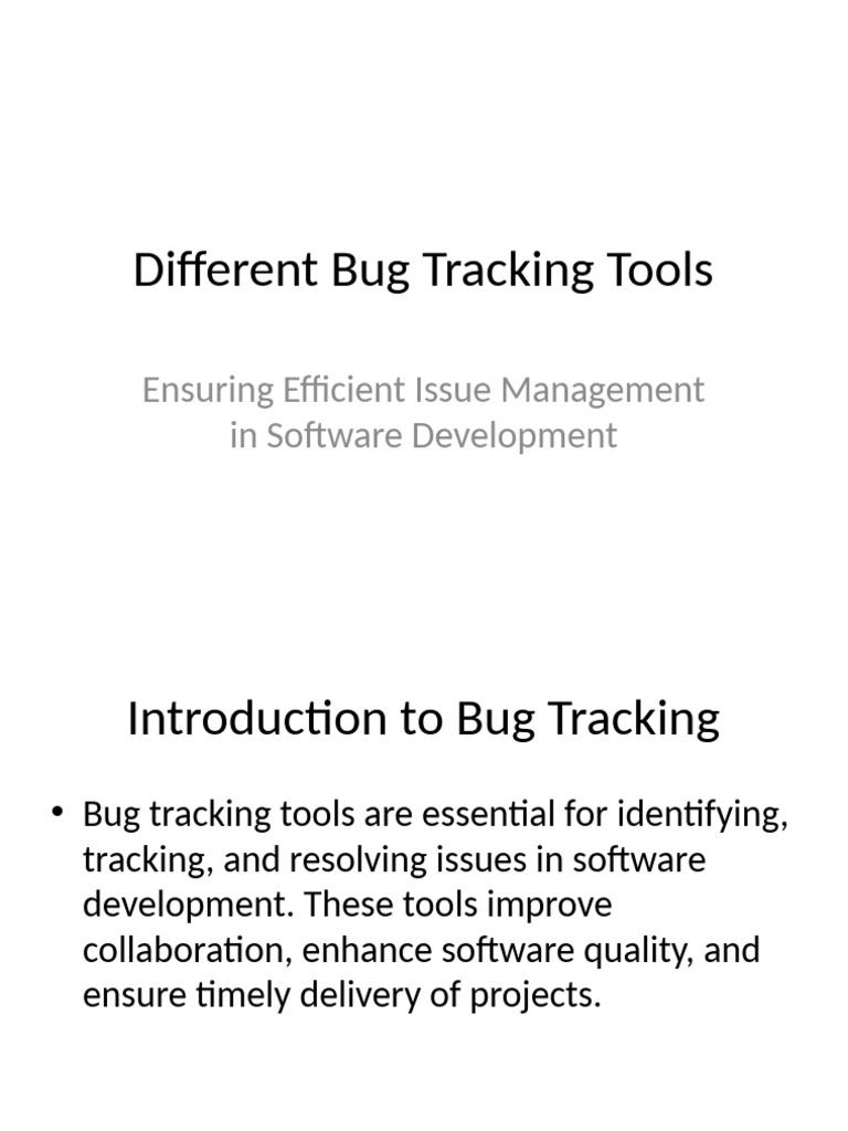 Different Bug Tracking Tools Presentation | PDF