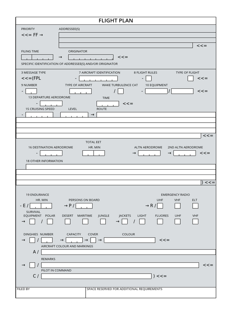 Flight Plan and Emergency Equipment Details | PDF