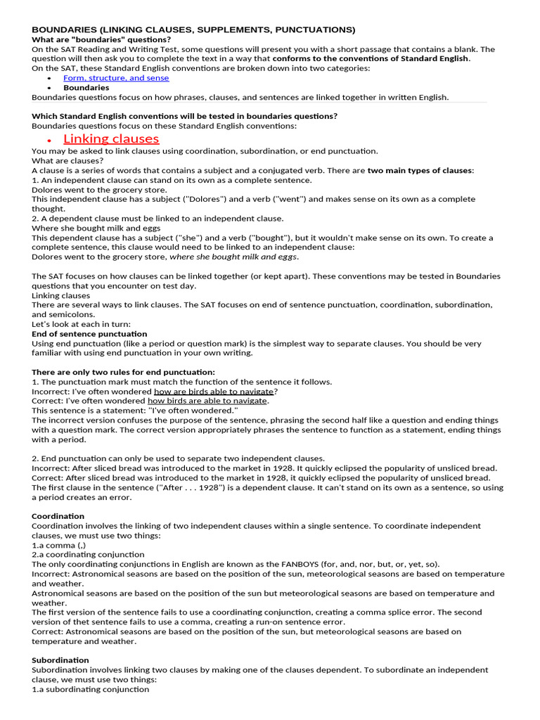 Understanding Boundaries in Writing | PDF | Comma | Grammar