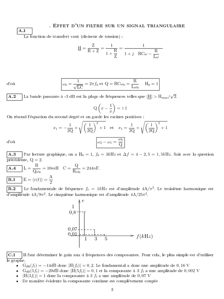 Analyse de filtres RLC et signaux électriques | PDF | Puissance ...
