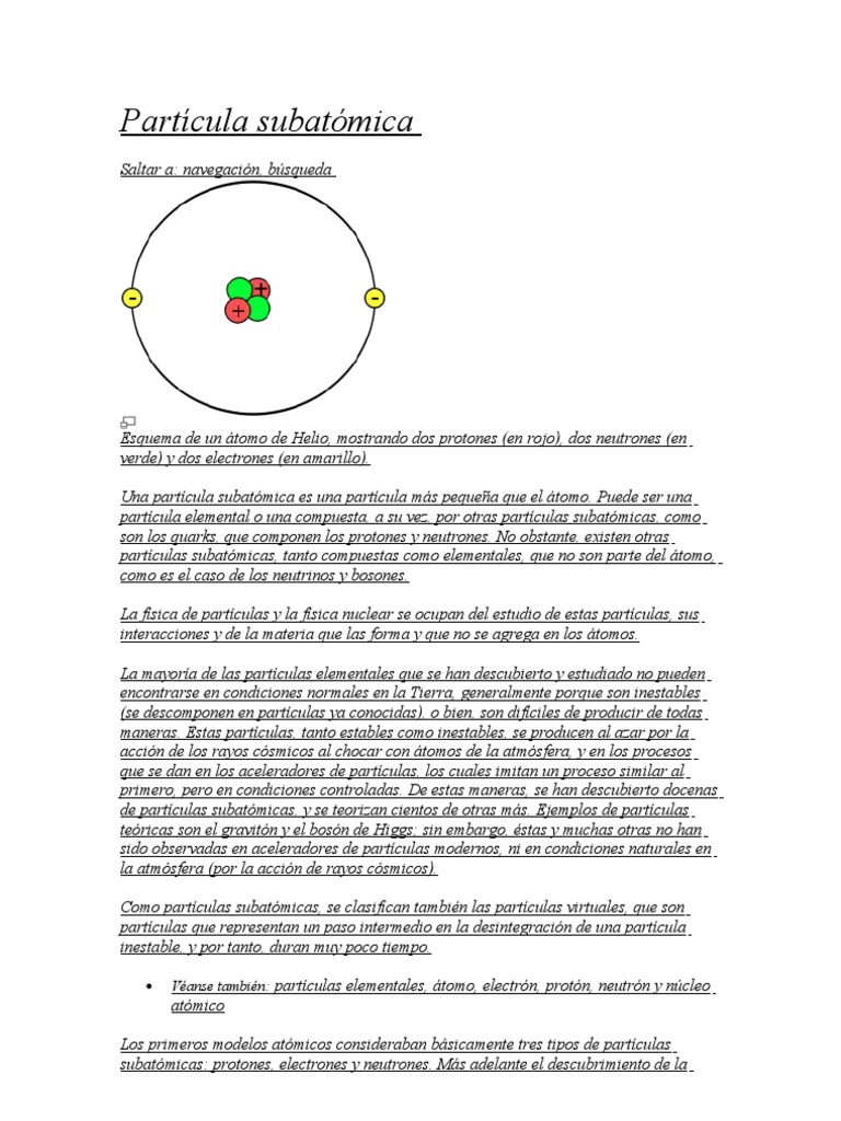 Partícula Subatómica | PDF | Partícula elemental | Protón