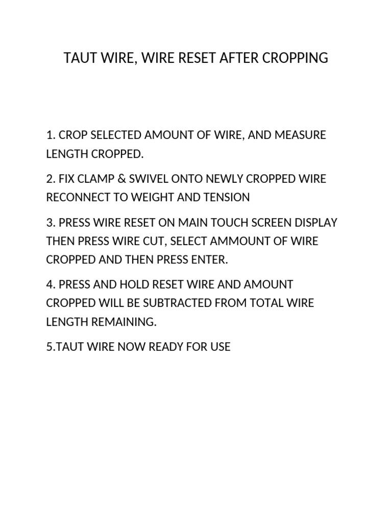 Taunt Wire Reset Procedure Guide | PDF