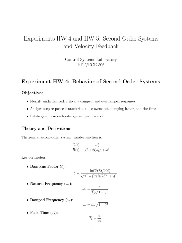 EEE305L Theory Exp 4 and Exp 5 | PDF | Damping | Algorithms