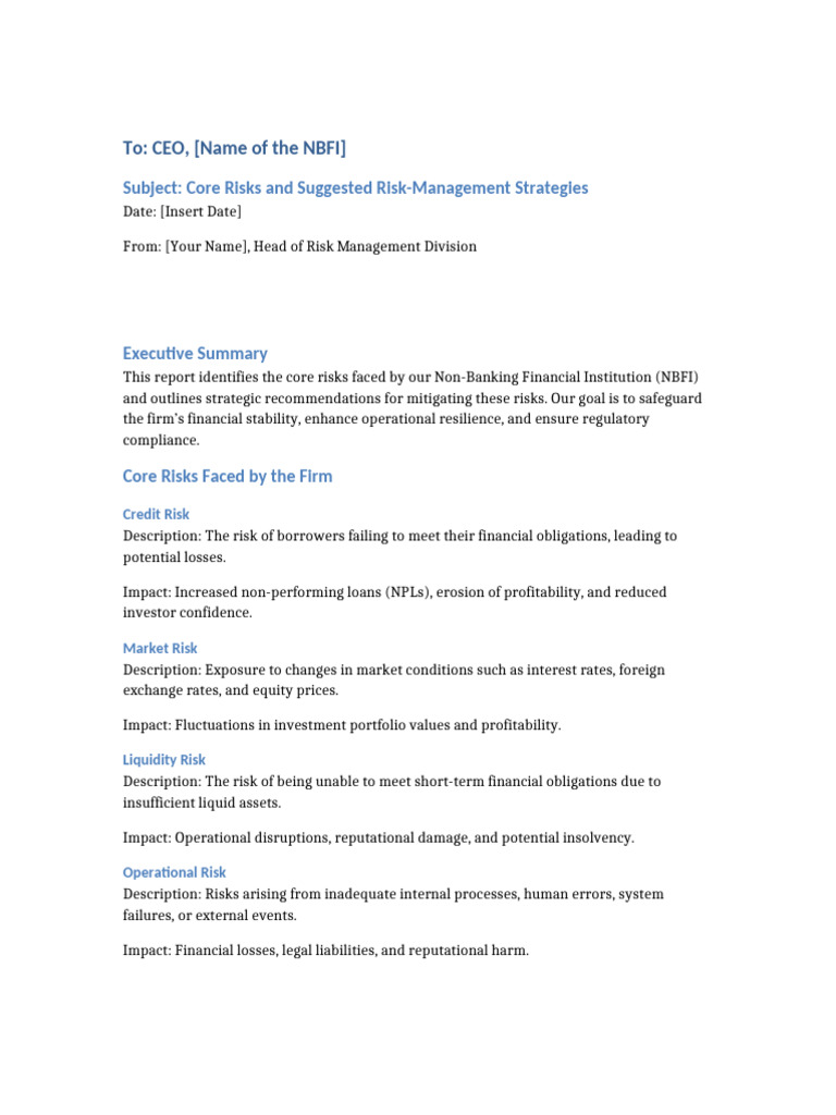 Core Risk Management for NBFIs | PDF | Risk Management | Risk