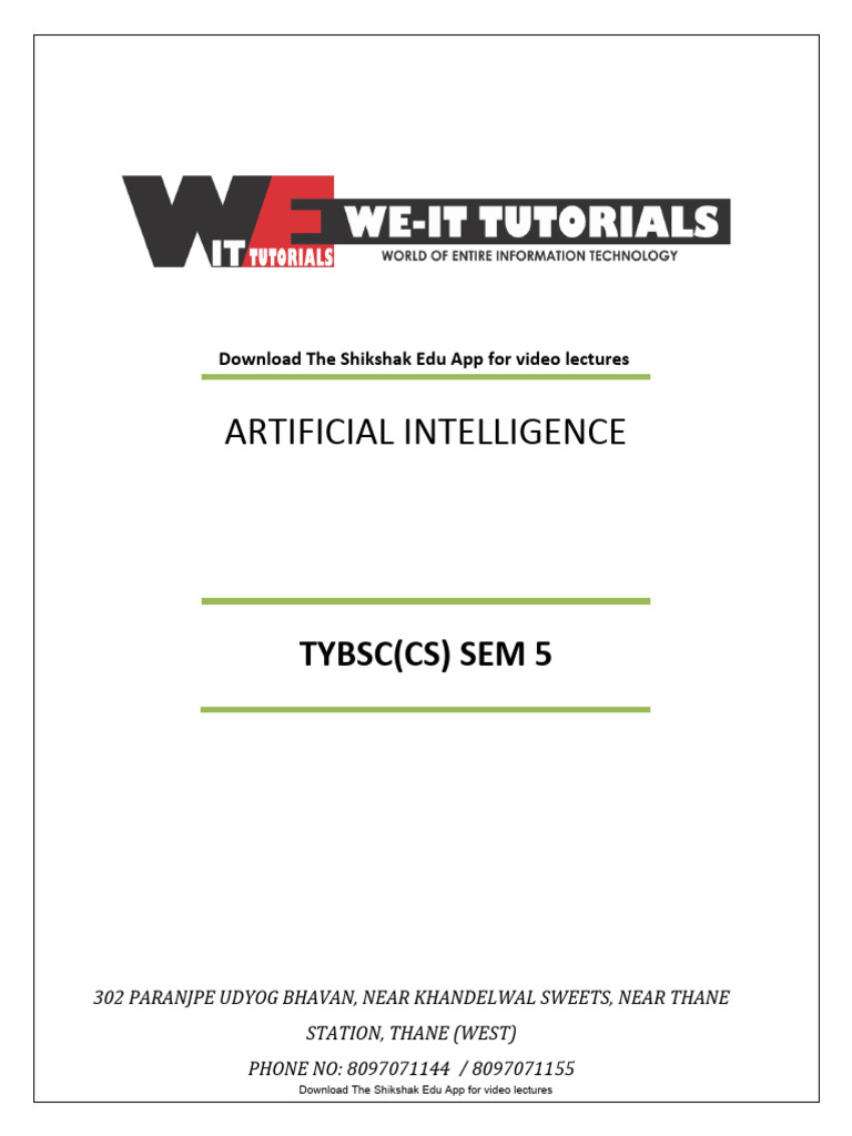 TYBSC CS Sem 5 AI Syllabus Overview | PDF | Artificial Intelligence ...