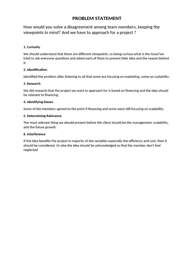 Resolving Team Disagreements Effectively | PDF