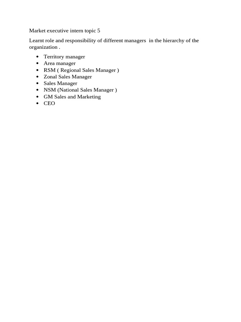 Market Executive Intern Topic 5 | PDF