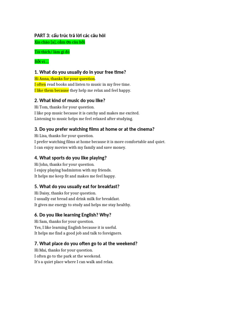 Common Questions and Answers in English | PDF
