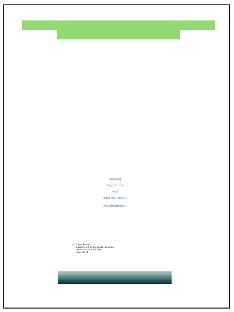 Growing Algorithms and Data Structures 4th Edition David Scuse Latest ...