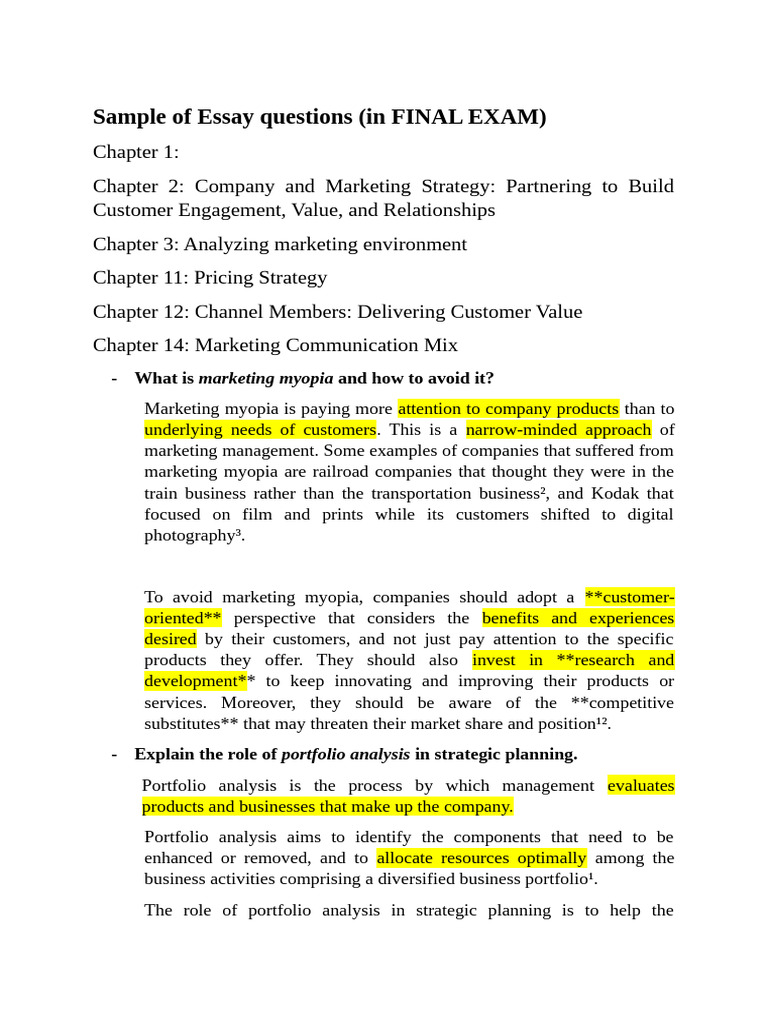Sample of Essay Questions - Final | PDF | Brand | Marketing