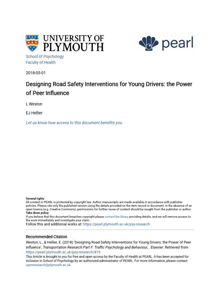 Designing Road Safety Interventions For Young Drivers - The Power | PDF ...