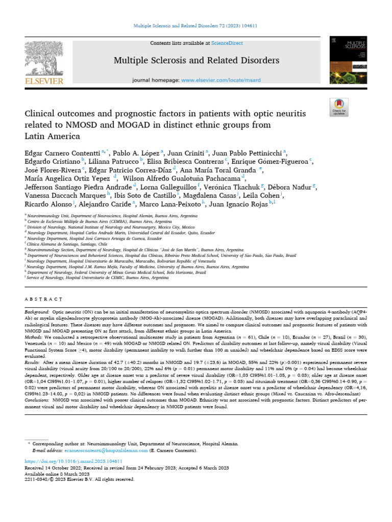 Clinical Outcomes and Prognostic Factors in Patients With Optic ...