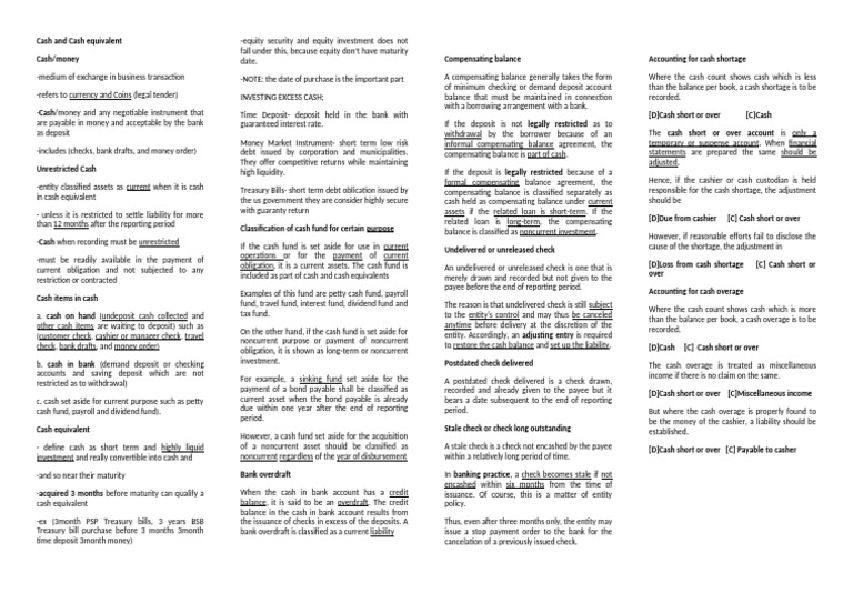 Understanding Cash and Cash Equivalents | PDF | Banks | Money