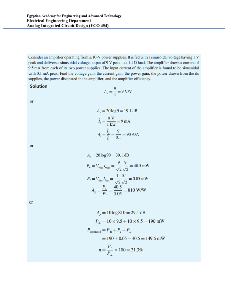 Analog Circuit Design Problems and Solutions | PDF