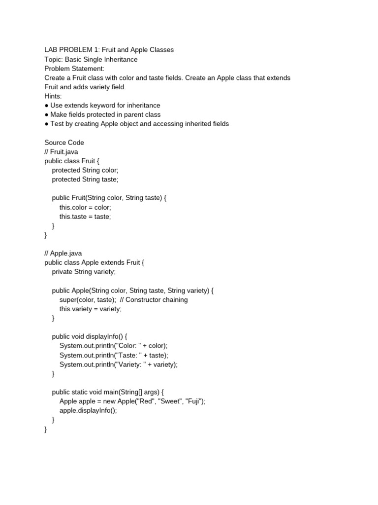 Inheritance and Polymorphism in Java | PDF | Constructor (Object ...