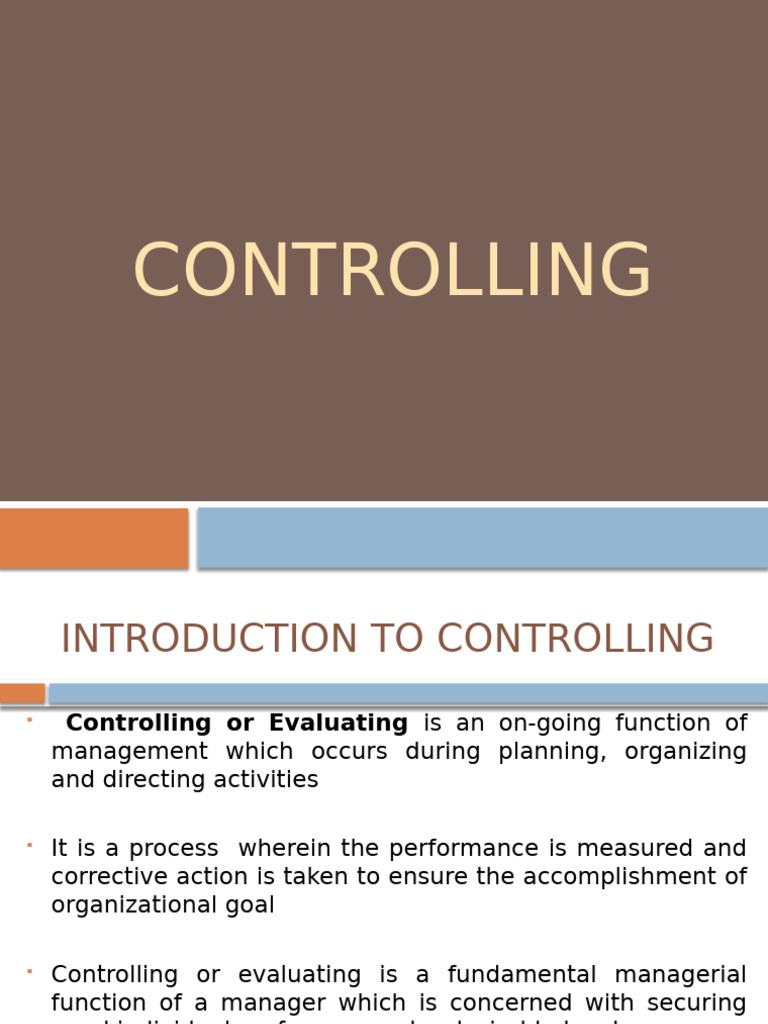 Understanding Controlling in Management | PDF | Performance Appraisal ...