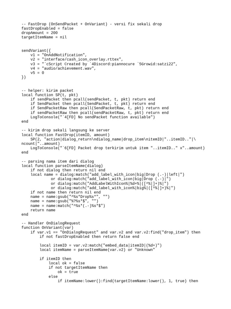 FastDropItem Growtopia Script | PDF