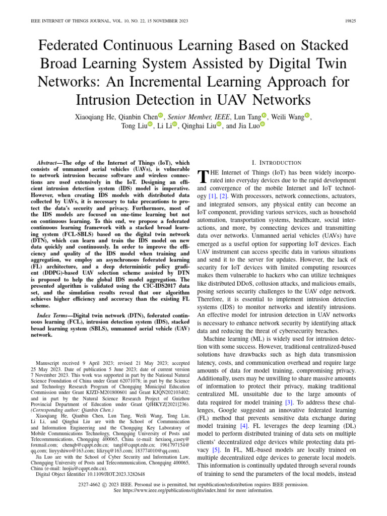 Federated Learning for UAV Intrusion Detection | PDF | Internet Of ...