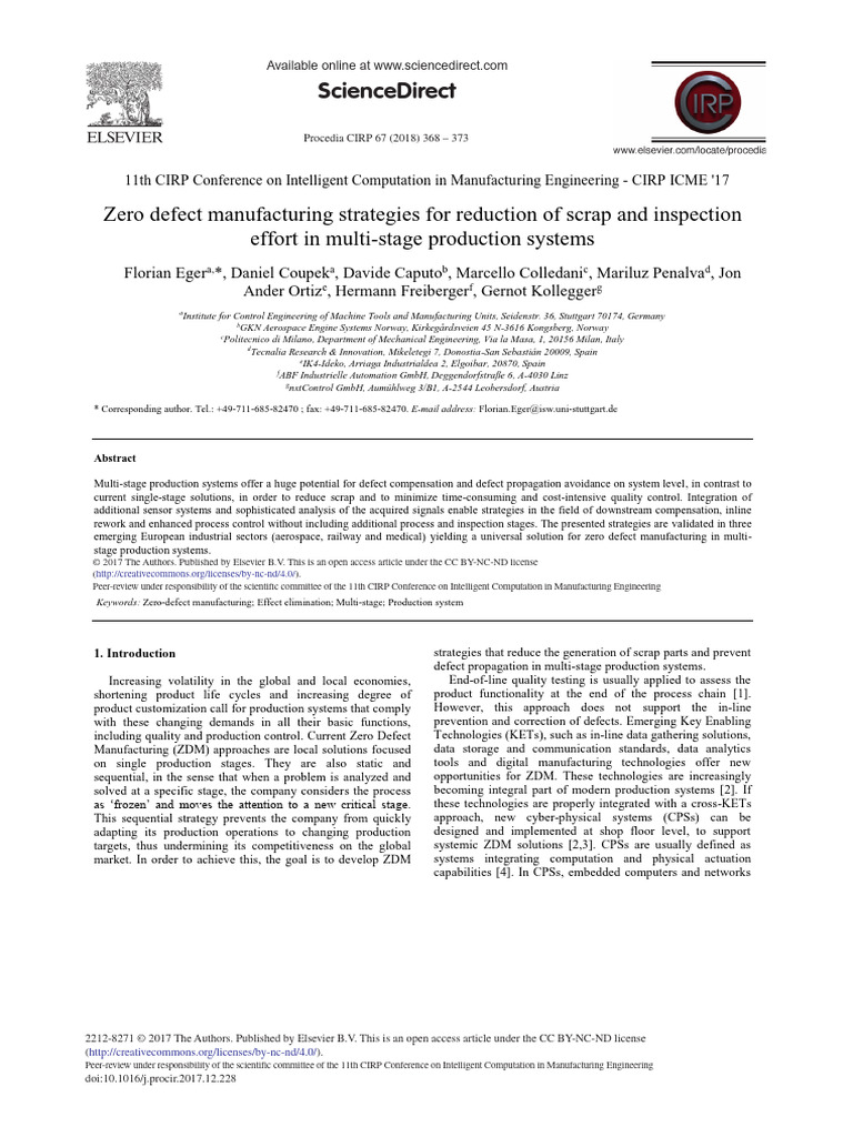 Zero Defect Strategies in Manufacturing | PDF | System | Data