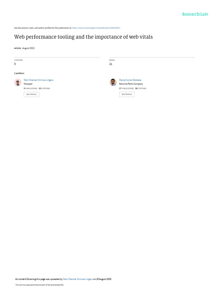 Web Performance Tooling & Web Vitals | PDF | Document Object Model ...